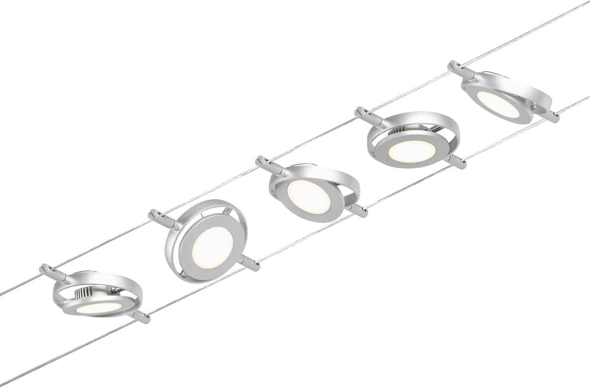Paulmann 944.14 94414 Kit LED RoundMac DC avec Câble Extensible en Chrome Mat-5 x 4,5 W-3000 K, Métal