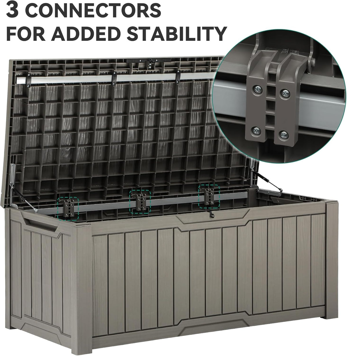 YITAHOME Coffre de Rangement Extérieure de 450L, Grand Rangement de Terrasse en résine Pour oreiller Extérieur, Outils de Jardin et Fournitures de Piscine, étanche, Verrouillable, Marron Clair