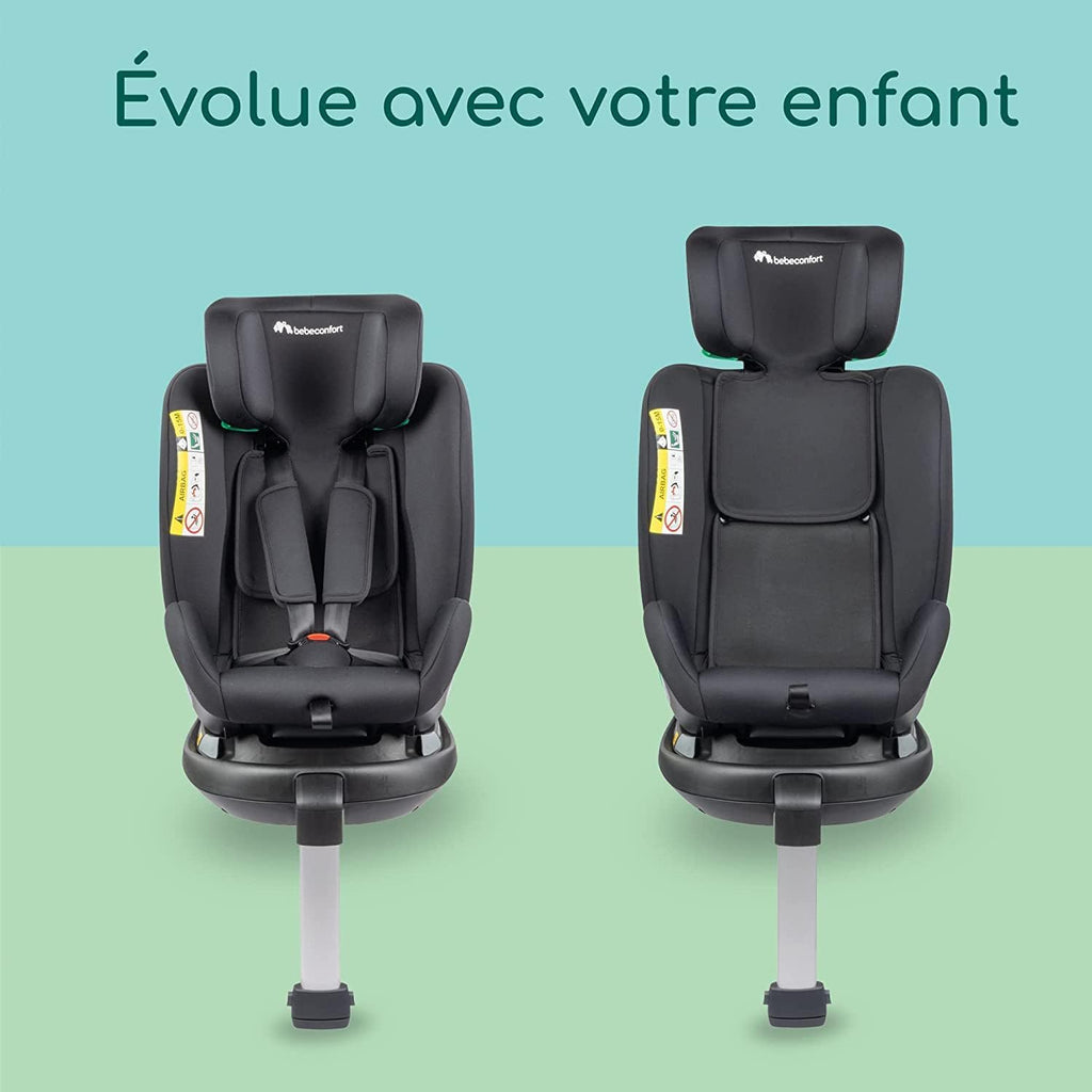 Bebeconfort EvolveFix Plus i-Size, Siege Auto 360, 0-12 Ans, 40-150 cm, Siège Auto ISOFIX, 10 Positions d'Appui-tête, 4 Positions d'Inclinaison, Protection Contre les Chocs Latéraux, Black Mist