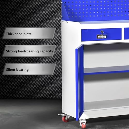 Coffret à outils Coffre à outils roulant avec roues et système de verrouillage, armoire rangement d'outils 2 tiroirs, établi coffre