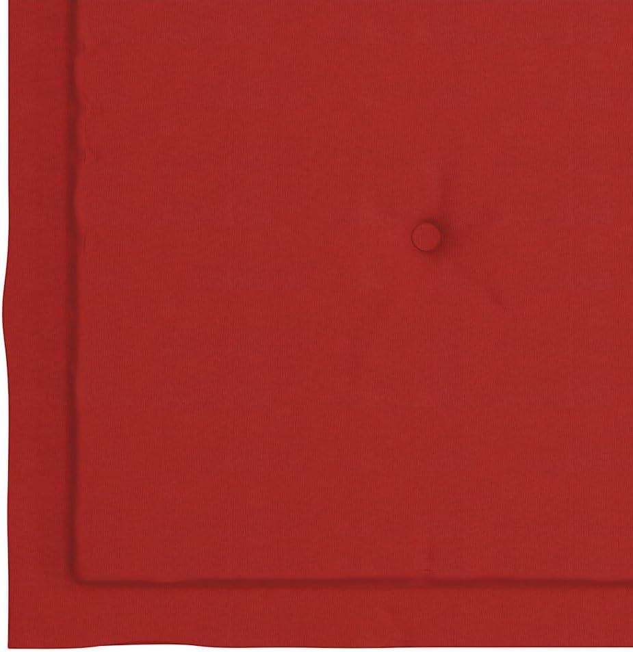 Fauteuil à Bascule en Teck Massif, avec Coussin Rouge, Design Confortable et Durable, Fauteuil a Bascule Exterieur, Fauteuils de Jardin, pour Intérieur et Extérieur, Rouge, 58 x 92.5 x 106 cm
