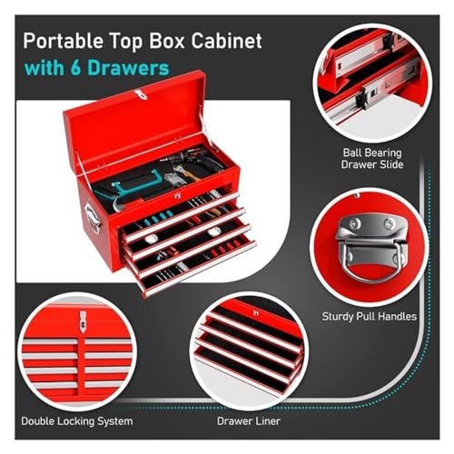 Rangement des outils Coffre à outils roulant portable avec coffre supérieur amovible et roues verrouillables | Armoire robuste doublures de