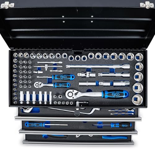 3318 | Caisse à outils métallique | 3 tiroirs | avec 143 outils