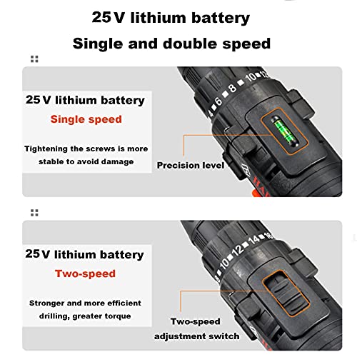 Boîte à Outils Matérielle 25v Batterie Au Lithium Perceuse Électrique Régulation de Vitesse en Continu Électrique Pur Cuivre Moteur Tournevi