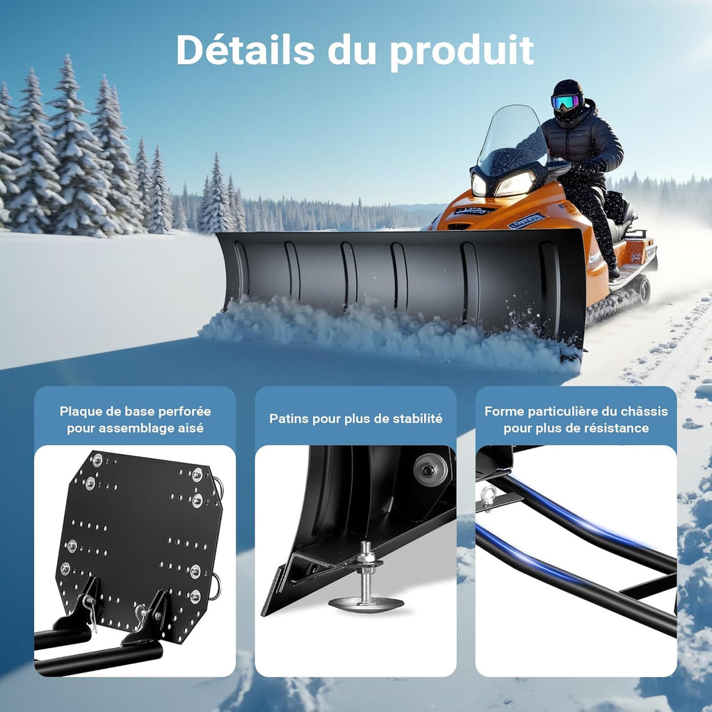 Wiltec Lame Chasse Neige Frontale pour Quad – 140 x 40 cm – Réglable – en Acier – Lame pour déneigement avec Tracteurs tondeuses, ATV, UTV