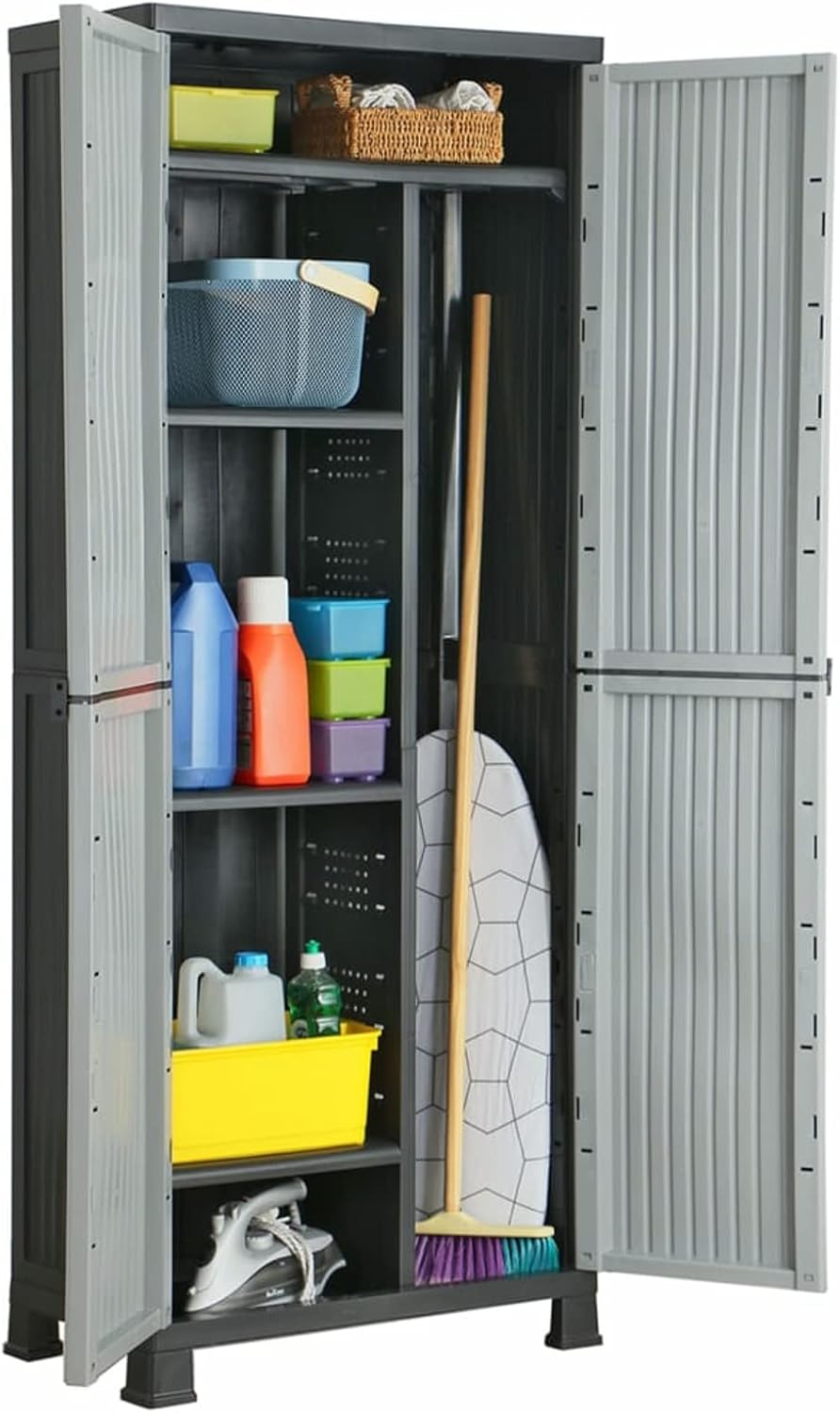 ShGaxin armoire en plastique, armoire de jardin extérieur, rangement terrasse, meuble extérieur, 68 x 39 x 171,5 cm