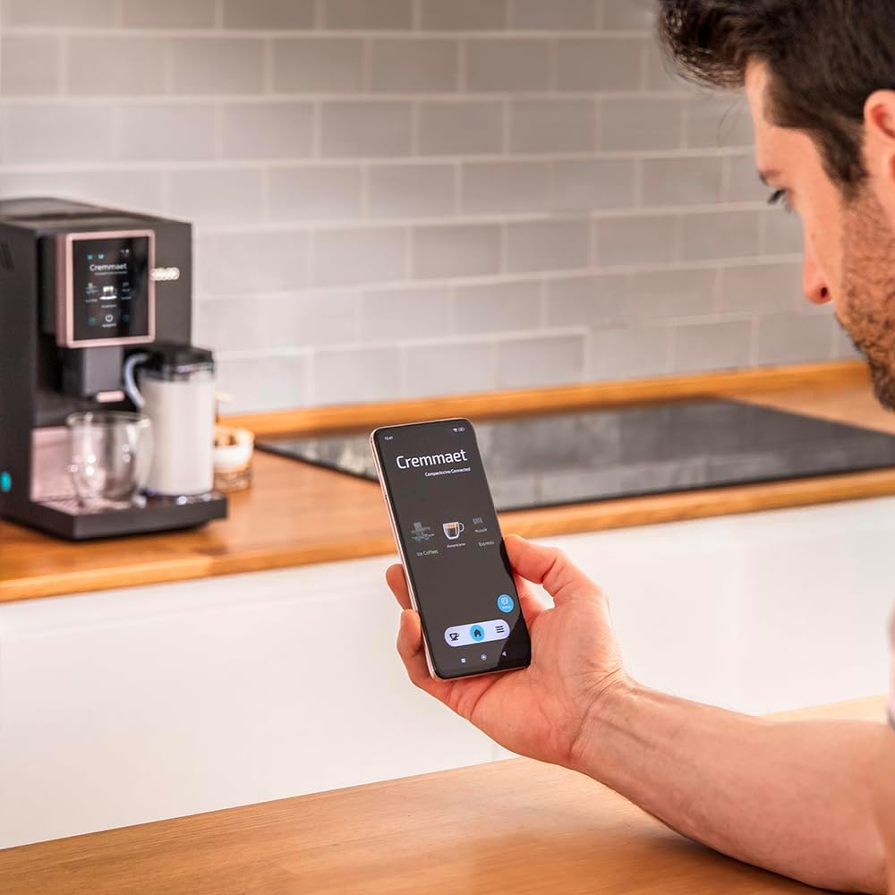 Cecotec Machine a Café Espresso Superautomatique Cremmaet Compactccino Connected Black Rose. 19 Bars, Écran TFT, Wifi, Moulin Integré, Réservoir d'eau 1,1 L et de lait 400 ml, Nettoyage Automatique