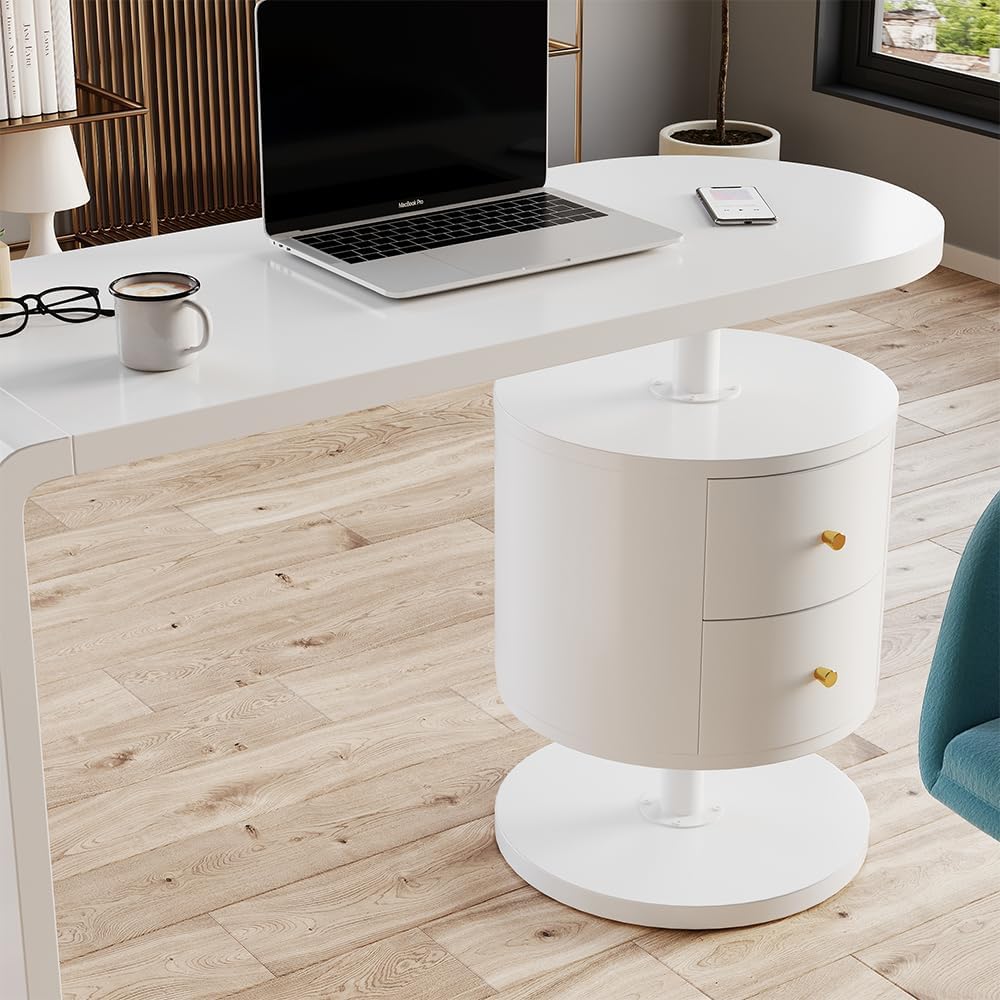 Vicco Bureau Lara, Blanc Haute Brillance, 120 x 50 cm avec 2 tiroirs