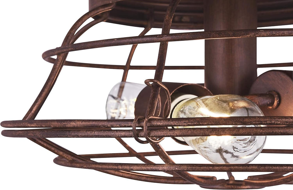 Westinghouse Lighting 7220540 Ventilateur de Plafond D'Intérieur Barnett de 122 cm en Bois Nu, Kit DÉclairage LED à Variateur avec Abat-Jour Cage, Télécommande Incluse