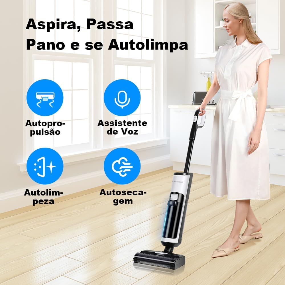 LIECTROUX i7 Pro Aspirateur Eau et Poussière Intelligent Sec et Humide, système de contrôle Intelligent, autonettoyage, essorage et Propulsion, Affichage numérique, Guidage Vocal