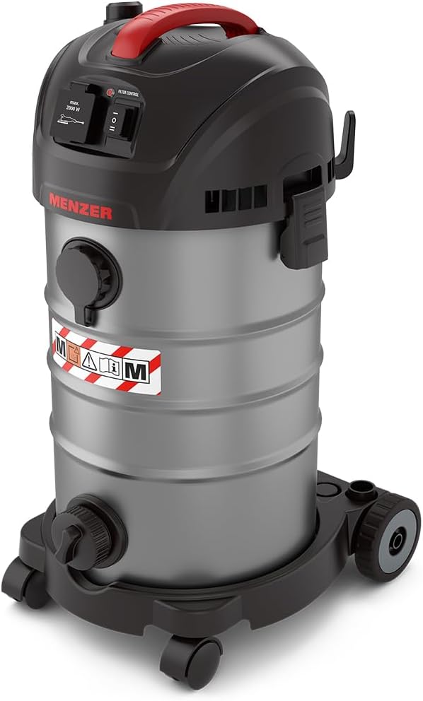 MENZER Aspirateur de Sécurité (Aspirateur Eau et Poussière) VCM 330, Classe de Poussière M, 30 litres, Équipement Antistatique Complet