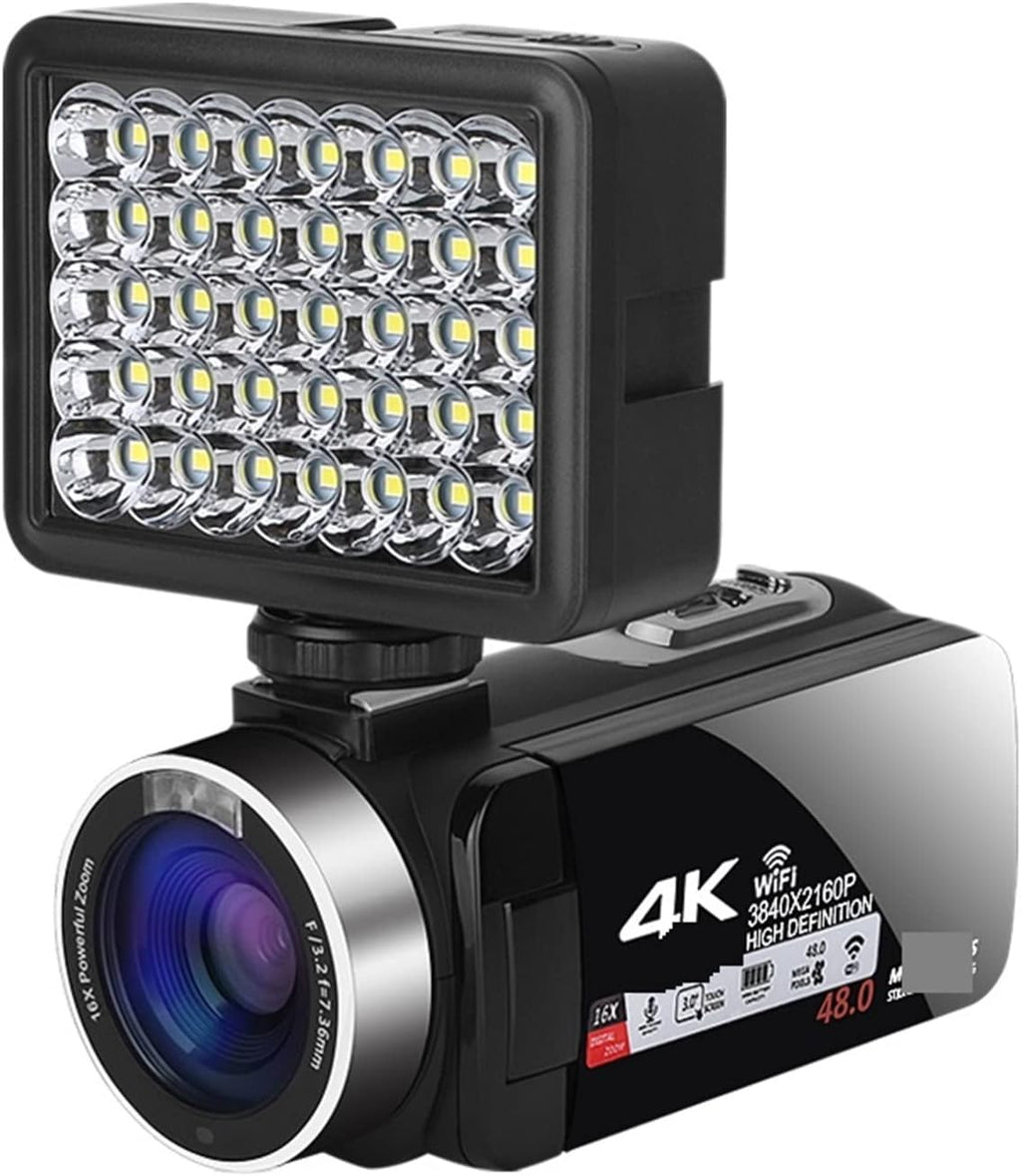 LBNVBC Caméra vidéo numérique Professionnel 4K caméscope Fill Light Vlogging Kit for Le Streaming avec 16X Zoom Photographie(32G SD Card,with Light)