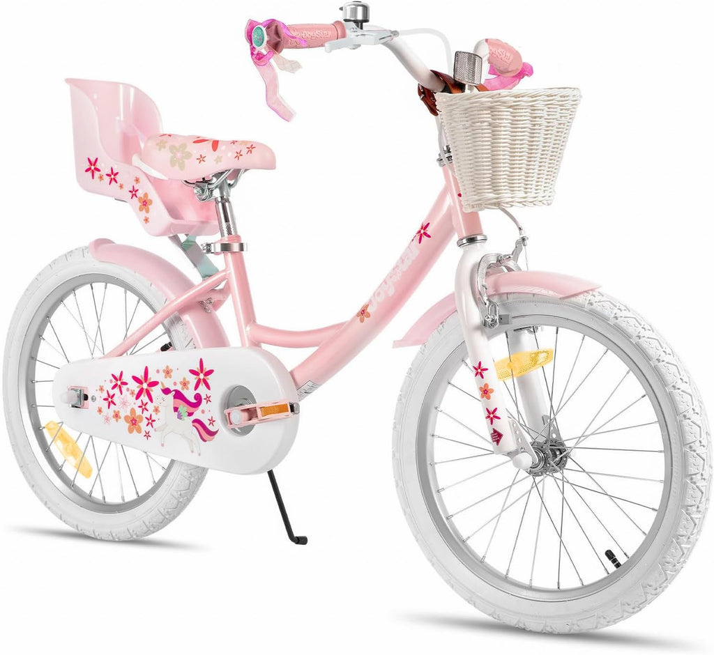 JOYSTAR Vélo Licorne 12/14/16/18 Pouces pour Filles 2-9 Ans, vélo Enfant avec siège vélo poupée et Roues stabilisatrices& Panier