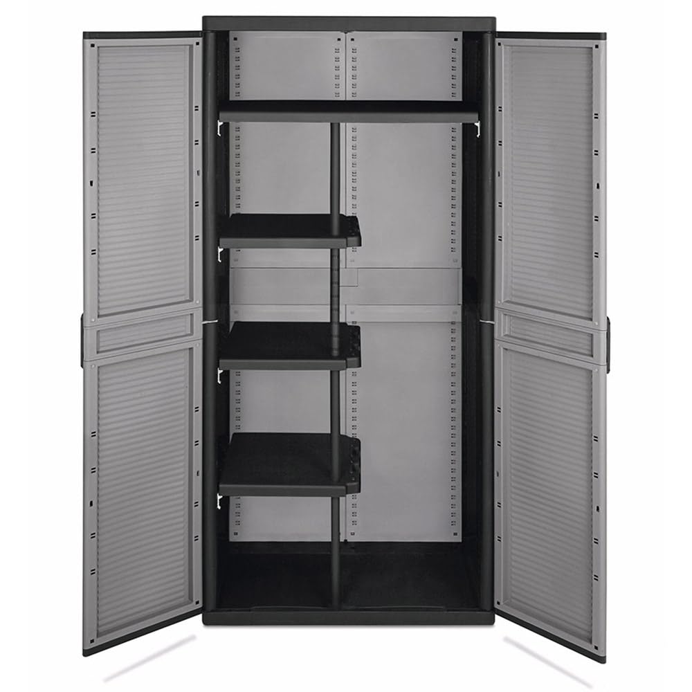 Terry - Jumbo Cab 3900 Qblack, Armoire à 2 portes, Séparation Verticale et 4 Étagères, pour Intérieur et Extérieur Couvert, 89,7x53,7x180 cm