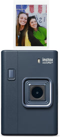 INSTAX Mini LiPlay+ Bleu Nuit Appareil Photo numérique instantané Hybride et imprimante Photo, écran LCD 6 x 4 cm, Fonction d'enregistrement Audio, objectifs Principal et Grand Angle pour Selfies