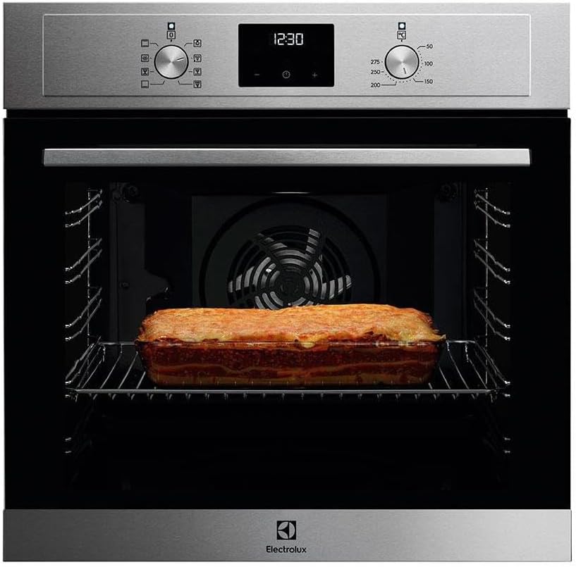 Electrolux COH3H54TX Four multifonction avec nettoyage facile, 7 fonctions, grill, chauffage rapide, minuterie LED, sécurité enfant, cuisson sur 2 niveaux, 72 litres, inox, classe A+