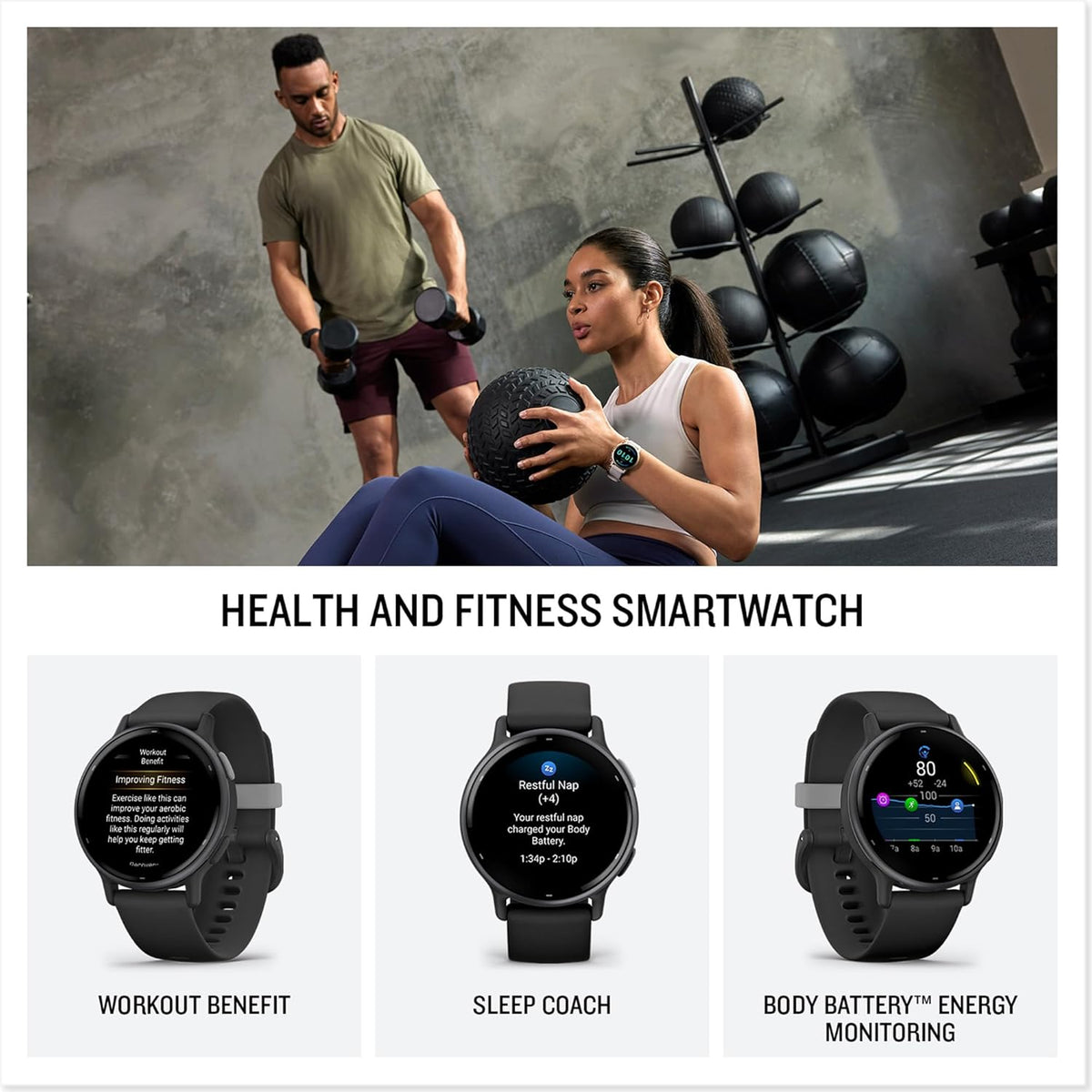 vívoactive 5 - Montre connectée GPS Sport et santé – Metallic Blue avec Bracelet Bleu Marine (Reconditionné)