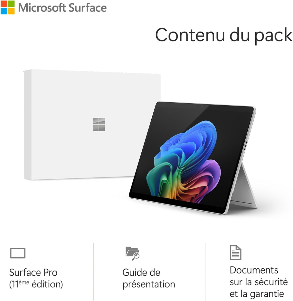Microsoft Surface Pro (Chargeur Non Inclus) | Copilot+ PC | Ecran Tactile OLED 13 | Snapdragon® X Elite | 16Go RAM | SSD 512To | Dernier Modèle, 11ème Edition | Platine