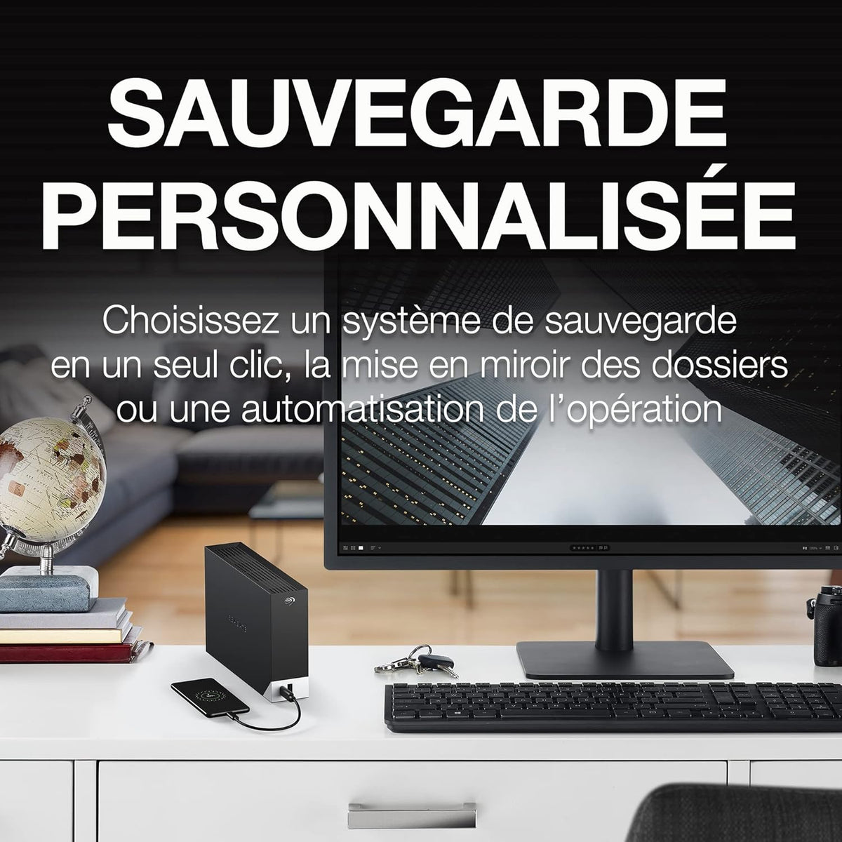 Seagate One Touch Hub 10To, Disque Dur Externe, USB 3.0, pour PC, ordinateur portable et Mac, Services Rescue (STLC10000400)