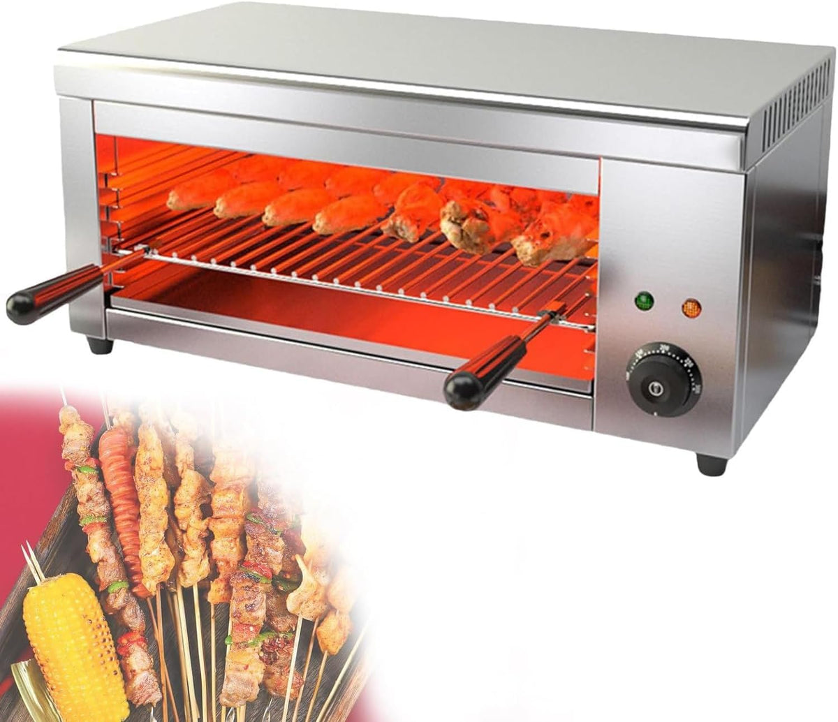 Grill Électrique À 4 Niveaux Réglables, 2000W - Capacité 30L, Thermostat 50-300C, Fonction Plancha, Cuisson Sans Fumée, Idéal Famille Raclette, Légumes, Viandes