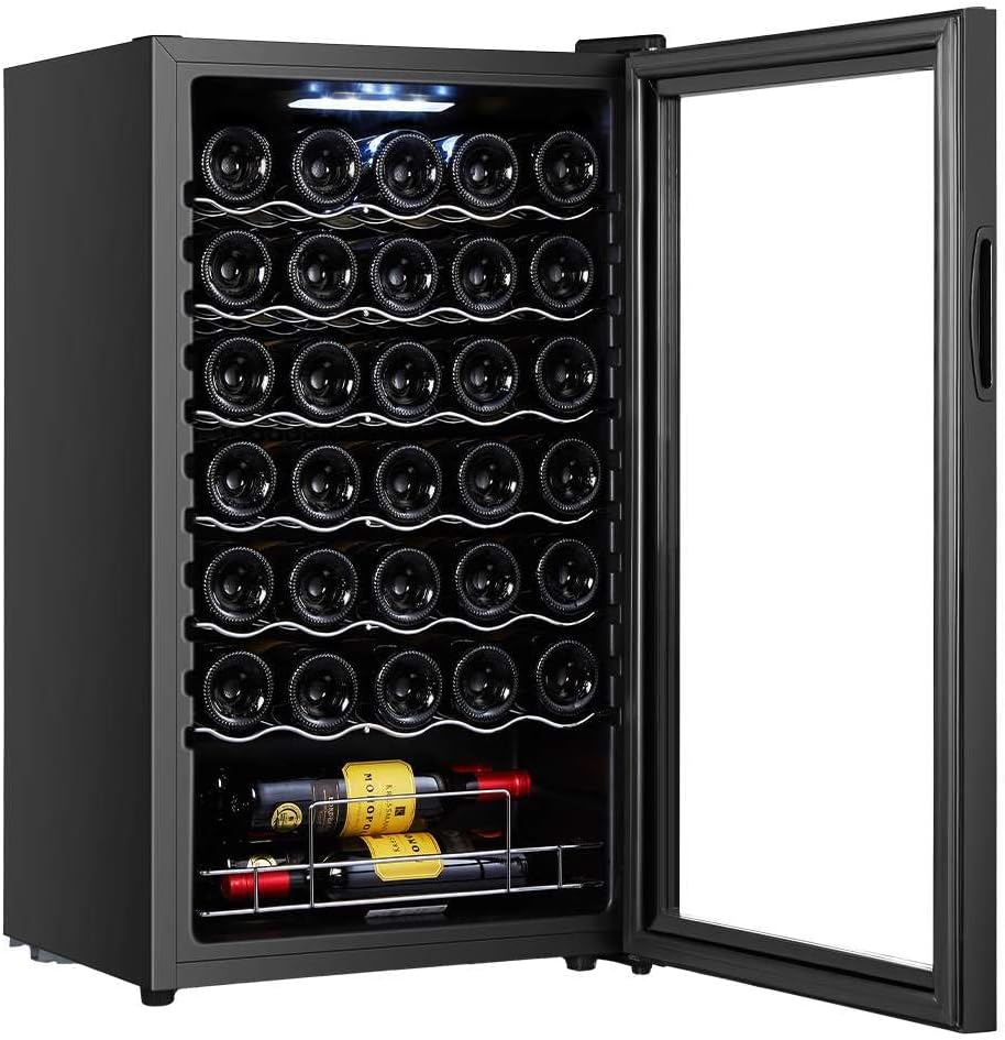 Cecotec Cave à vin 34 bouteilles Bolero grandsommelier 34030 black compressor, 80 L, Refroidissement par compresseur, Température réglable de 5 à 18°C, Commande tactile, Affichage, LED intérieur.