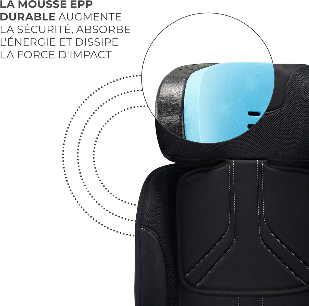 Kinderkraft XRIDER2 I-SIZE 40-125 cm, Siège auto bébé 0 à 25 kg évolutif, 0-7 ans, Isofix 360° pivotant, FWF, RWF, Protections latérales, Harnais Internes à 5 Points, Noir