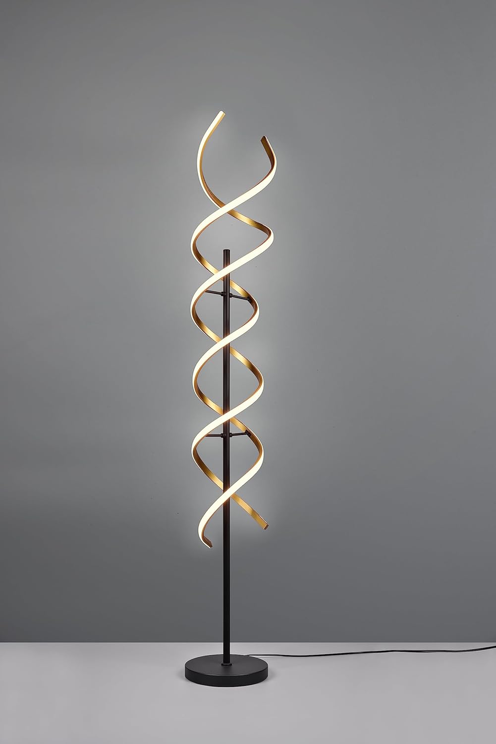 Trio, Lampadaire, Sequence incl. 1 x LED,SMD,32,0 Watt,2300+3000+4000K,4000 Lm. Plastique, Blanc, Corps: Aluminium, Laiton mat