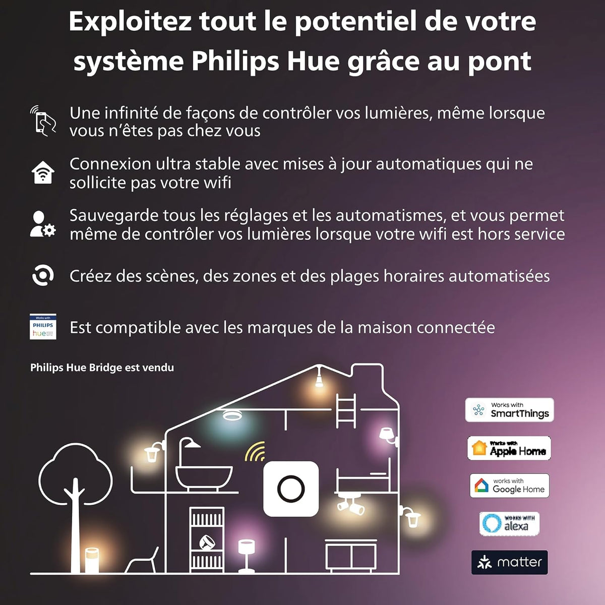 Hue White and Color Ambiance, Plafonnier Xamento Large, Blanc, compatible Bluetooth, fonctionne avec Alexa, Google Assistant et Homekit