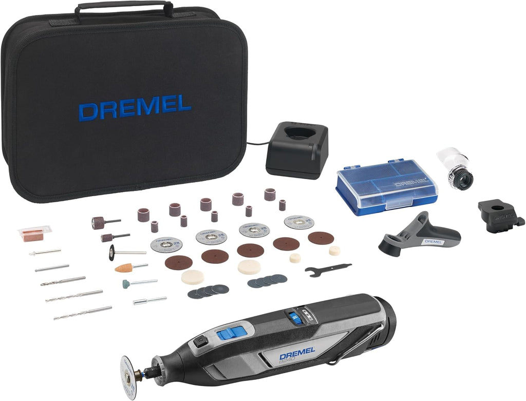 Dremel 8240 Outil Rotatif sans Fil, Batterie Lithium-Ion 12V 2Ah - Outil Multifonction & Coffret de 150 accessoires Dremel pour outils rotatifs pour graver, découper, poncer, meuler