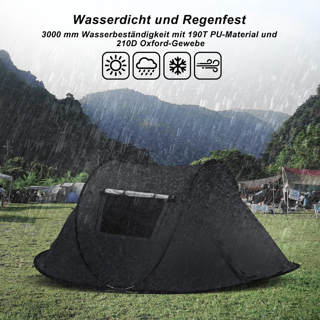 CLIPOP Tente de plage pliable à ouverture rapide pour 1 à 3 personnes, UPF 50+, abri solaire imperméable pour camping, pêche, pique-nique, plage (245 x 145 x 100 cm, noir)