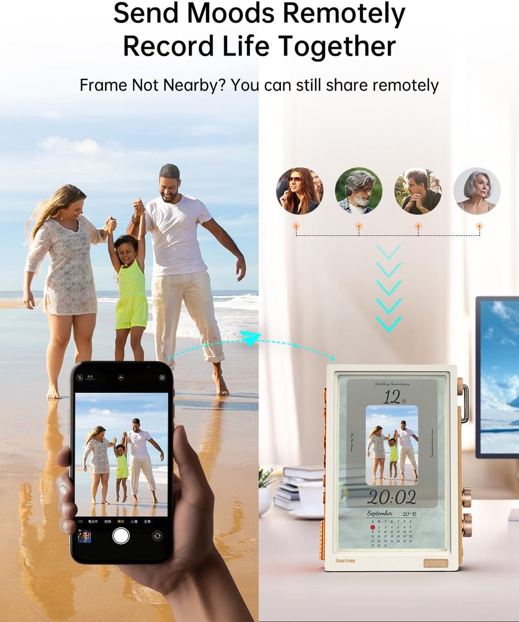 Divoom Times Frame – Cadre Photo numérique 10,1" Wi-FI 64 Go, écran IPS Flottant Bouton RVB, +400 Cadrans widgets communauté Pixel Art (Blanc)