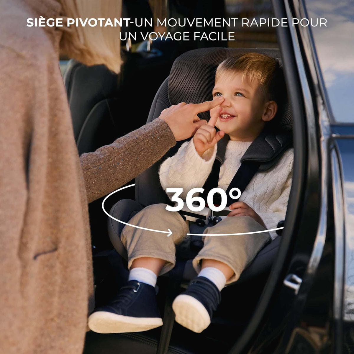 Kinderkraft XRIDER2 I-SIZE 40-125 cm, Siège auto bébé 0 à 25 kg évolutif, 0-7 ans, Isofix 360° pivotant, FWF, RWF, Protections latérales, Harnais Internes à 5 Points, Gris