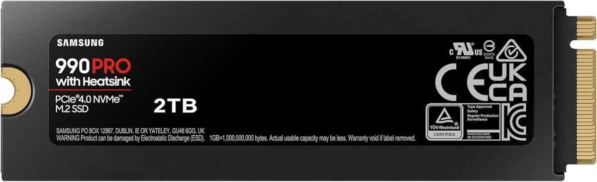 SSD Interne 990 PRO avec dissipateur, NVMe M.2 PCle 4.0, 2 To, Vitesse de lecture jusqu'à 7 450 Mo/s, Gestion Intelligente de la chaleur, MZ-V9P2T0CW