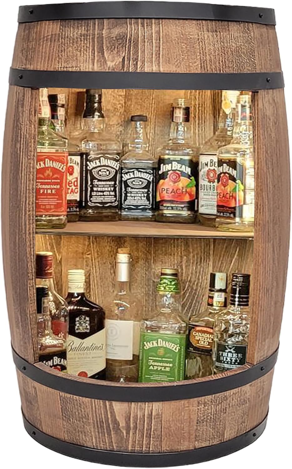 weeco armoire de bar LED. Avec gravure d'anniversaire comme cadeau. Casier à vin, armoire à vin XL. Baril vintage décoration salon. Minibar gin whisky bière. Table de bar tonneau de vin. Plateau en