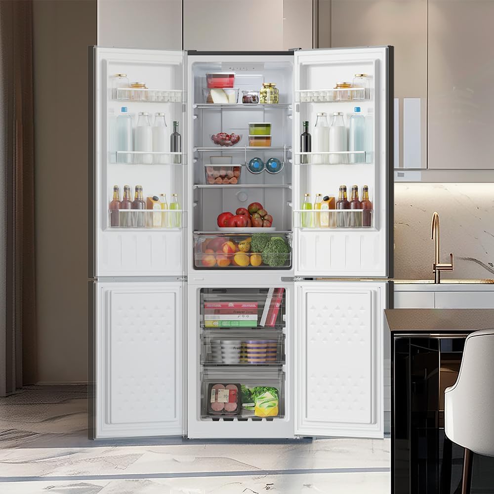Cecotec Réfrigérateur combiné Bolero CoolMarket Combi 250 Dark D. Capacité de 250L, classe D, compresseur Inverter, Total No Frost, Multi Airflow, et porte réversible. Économies d’énergie garanties.
