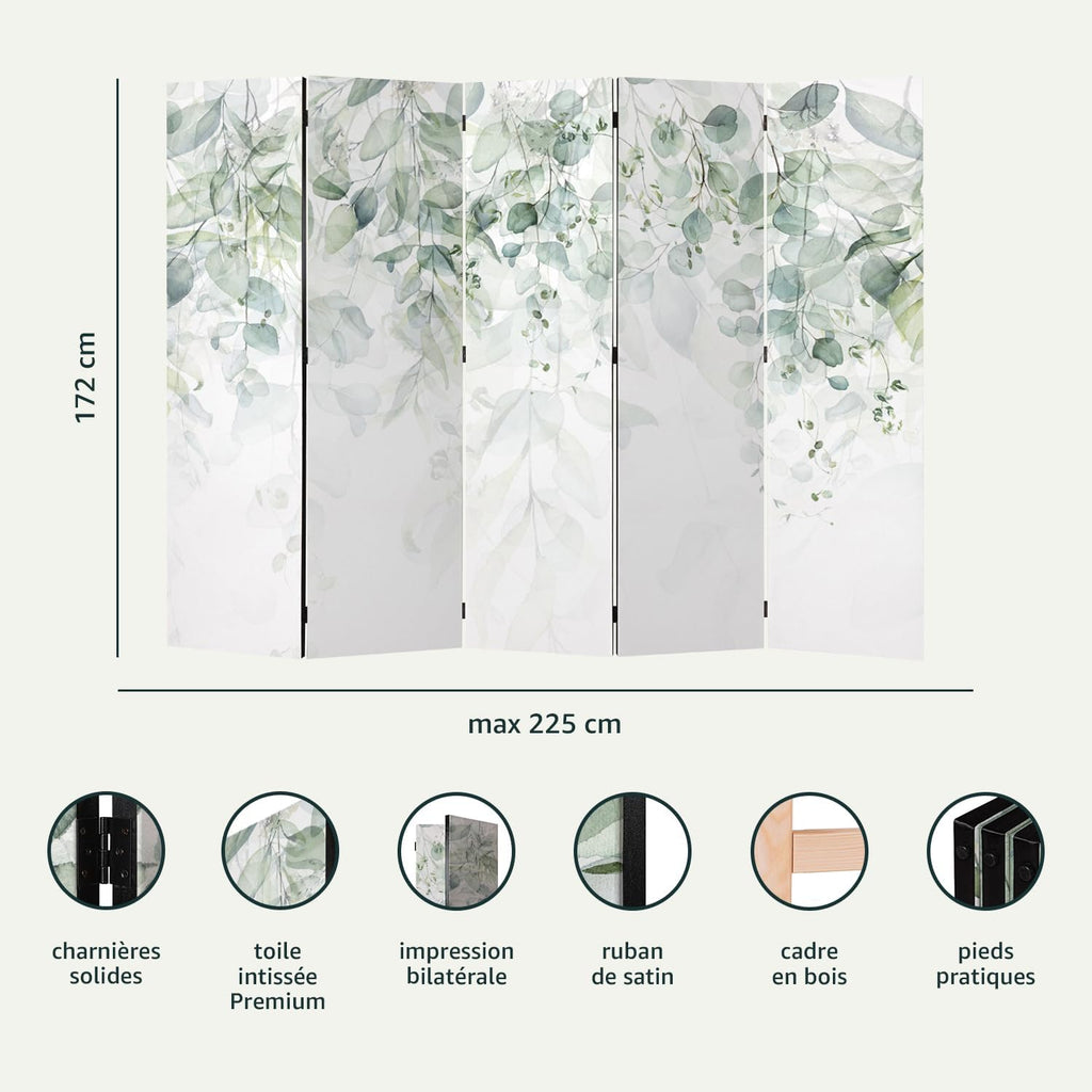 murando - Paravent intérieur à Deux côtés 225x172 cm - Séparateur de pièce en Bois Naturel avec Toile imprimée Pliable - Abstraction Couleurs de la Nature Texture Fond Tendances f-A-0865-z-c