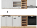 Vicco Cuisine R-Line, Blanc campagnard/Chêne doré, 240cm, PT Chêne