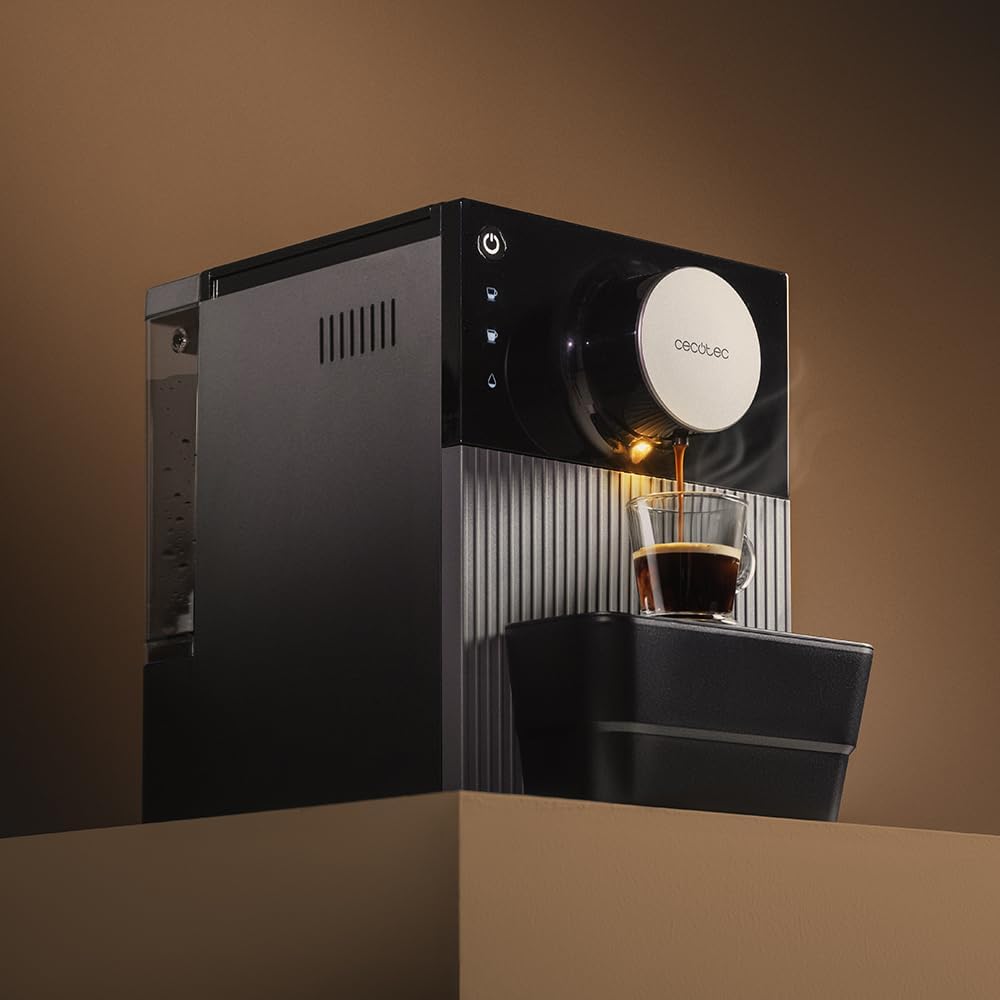 Cecotec Machine à Café Superautomatique Compacte Cremmaet Cube. 1350W, Système de Pressage 10g, Système de Pré-Infusion, 19 Bars, Système Thermoblock, 5 Niveaux de Mouture, Panneau de Contrôle Tactile