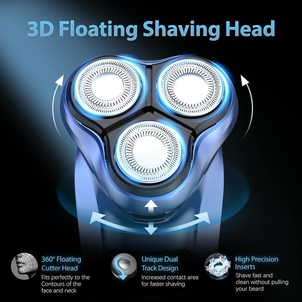 Rasoir électrique SYJYM pour Hommes, Rasoir électrique Rechargeable, Rasoir Rotatif Portable de Voyage, idée Cadeau, Tondeuse à Barbe