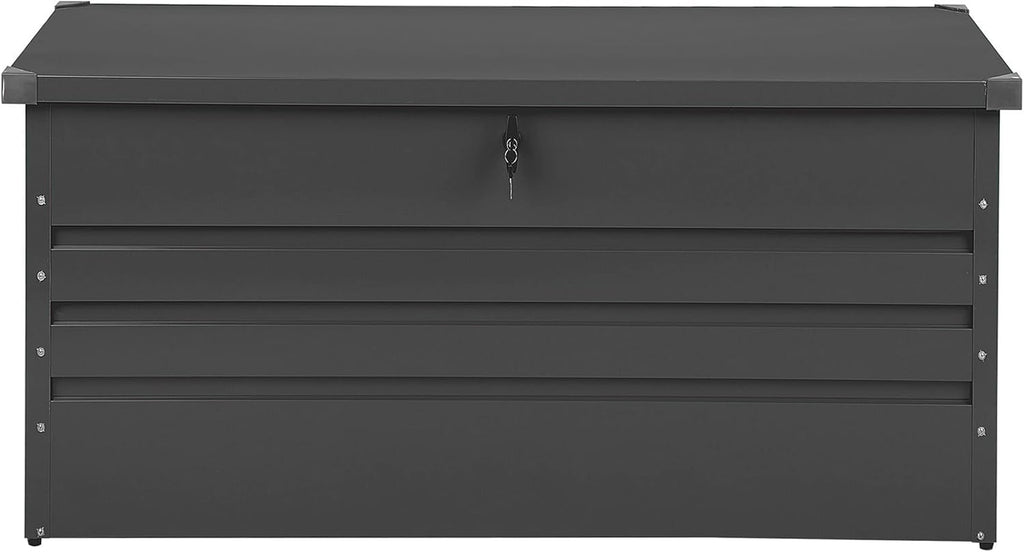 Beliani Coffre de Rangement Extérieur 165 x 70 cm 400 Litres en Acier Galvanisé Gris Foncé Idéal pour les Accessoires de Jardin Durable et Décoratif