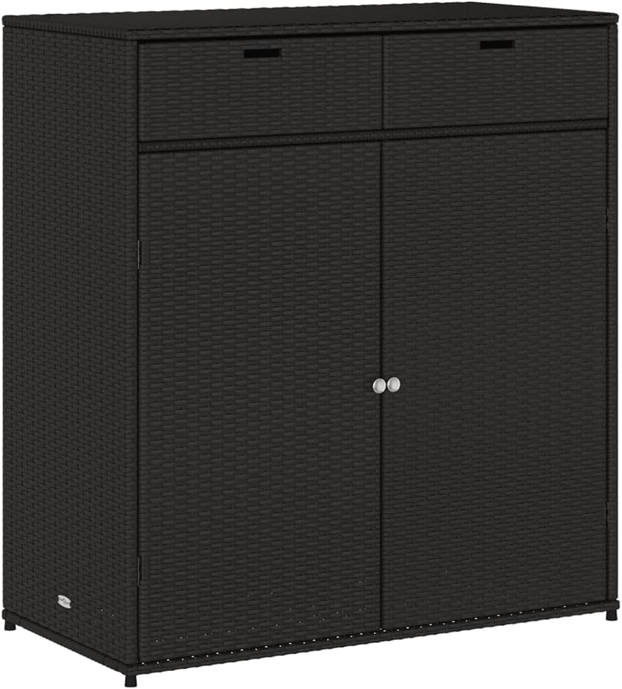 ShGaxin Armoire de rangement de jardin en rotin PE noir 105 x 55 x 113 cm, armoire extérieure de jardin, meubles de jardin extérieur - 365563
