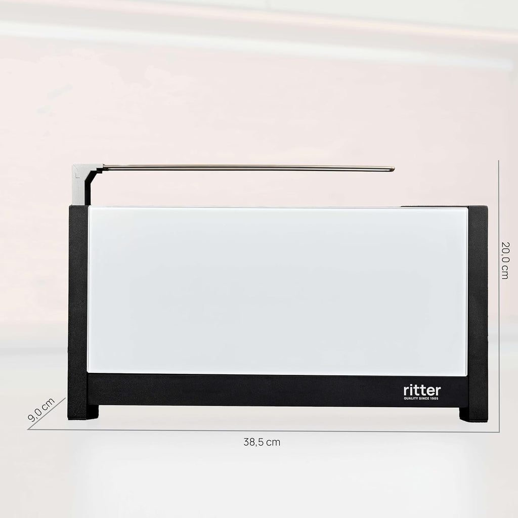 ritter volcano 5, grille-pain compact à 2 fentes longues avec réchauffe-pain, fabriqué en Allemagne, blanc