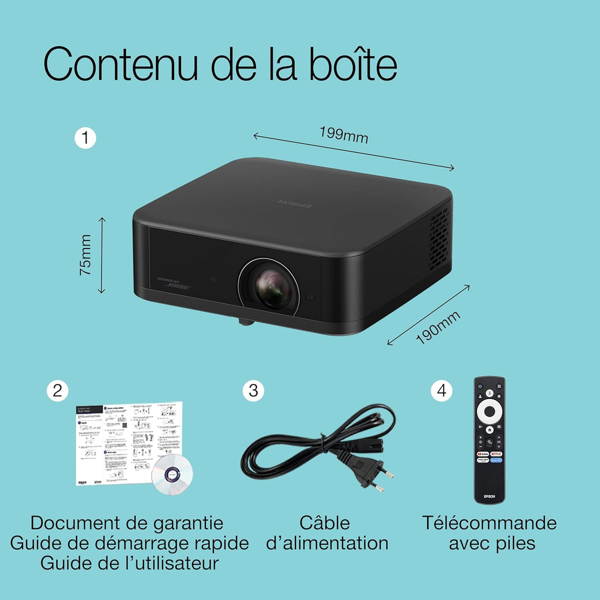 Lifestudio Pop EF-62B Noir métallisé, Projecteur portatif Smart, Google TV, 4k Pro-UHD, Utilisation en intérieur/extérieur, Garantie de 5 Ans*