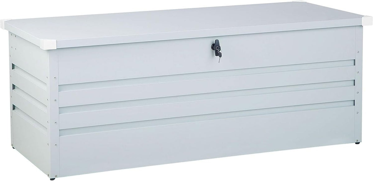 Beliani Coffre de Rangement Extérieur 165 x 70 cm 600 Litres en Acier Galvanisé Gris Clair Idéal pour les Accessoires de Jardin Durable et Décoratif