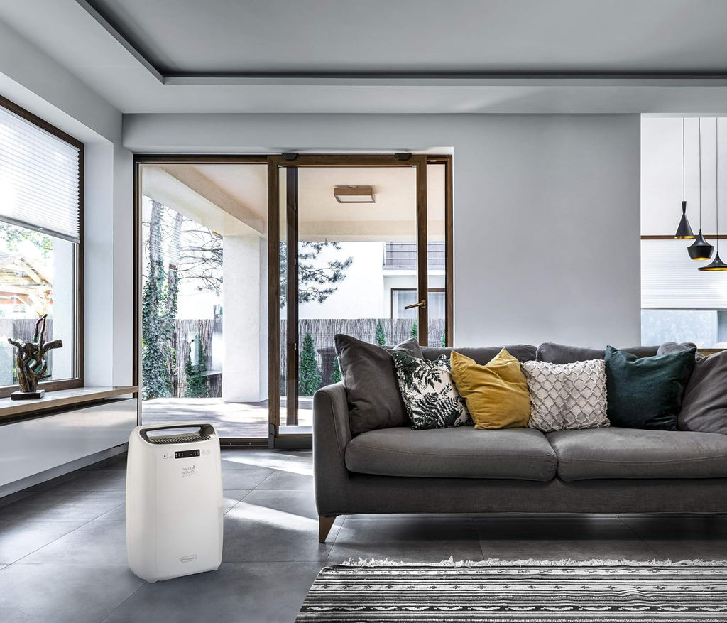 De'Longhi Tasciugo AriaDry Multi Déshumidificateur DEXD214RF, Déshumidificateur Portable avec Filtration à 3 Actions, Fonction Séchage, Déshumidification 14L/Jour, R290, Réservoir Amovible, Blanc