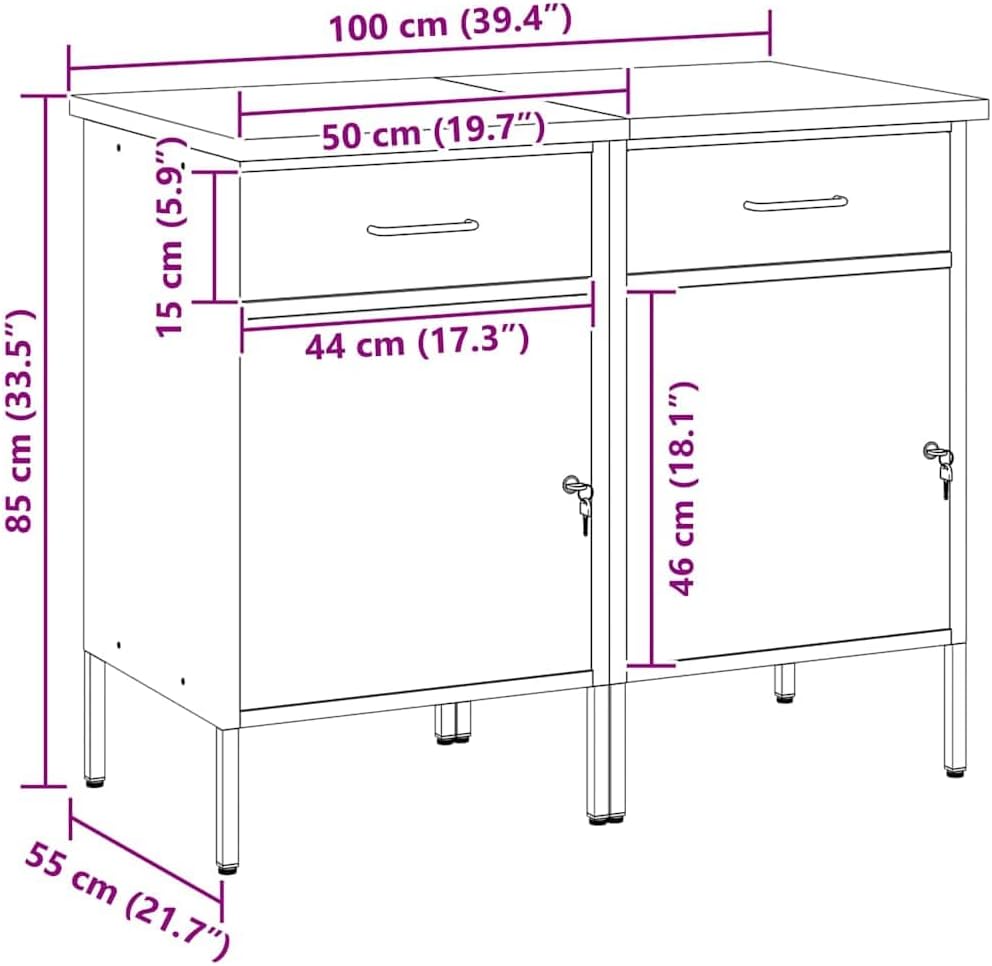 vidaXL Placard de Travail 2 pcs Rouge et Gris 100 x 55 x 85 cm, Organisation d'atelier, Rangement de qualité, Armoire Industrielle Pratique, système de Stockage Multi-Fonction
