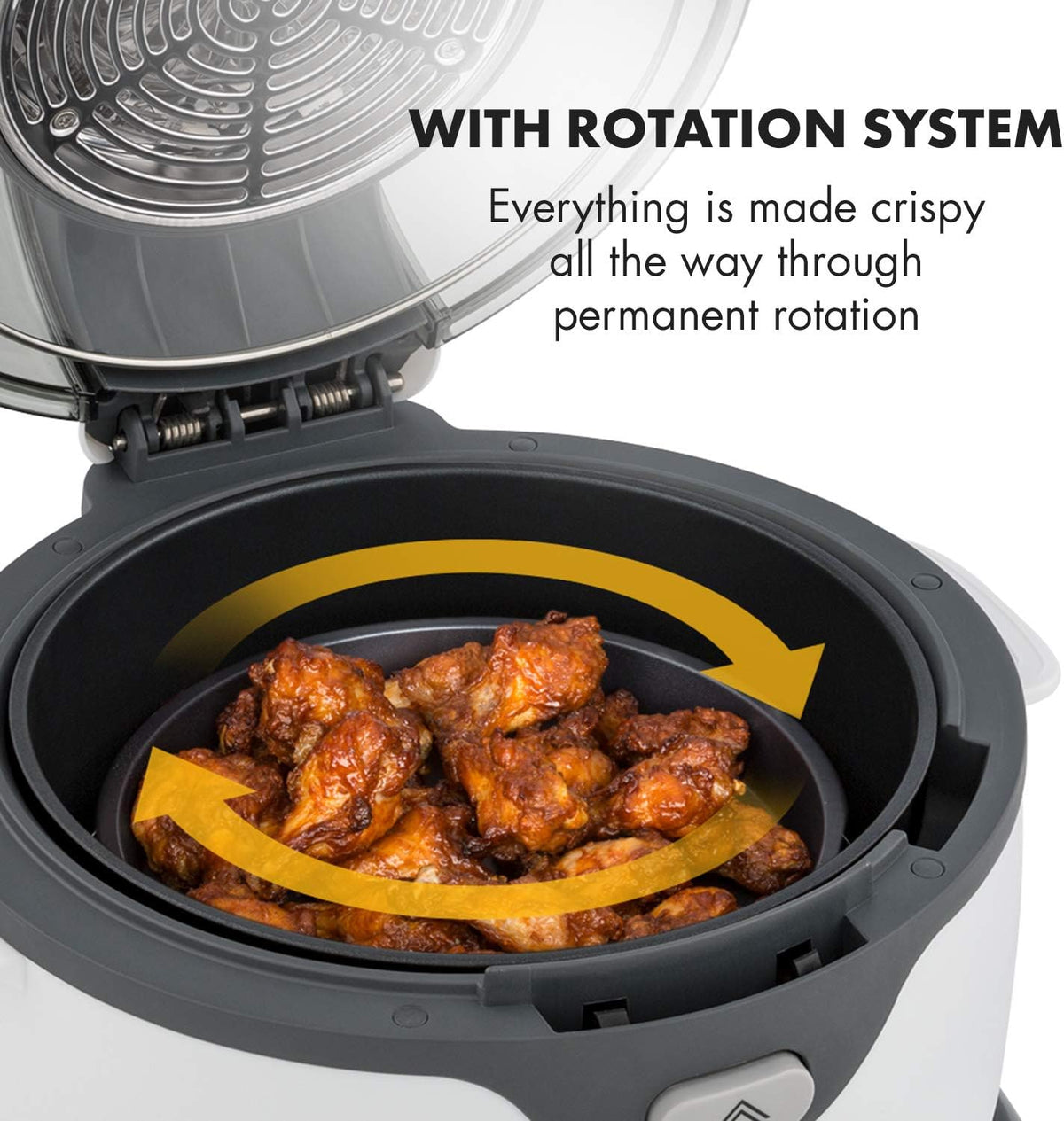 Klarstein VitAir Pommesmaster - Friteuse à air chaud, 1400 watts, Capacité de 6 litres, Cuisson sans huile, Poignée pratique, Grille pour cuire et rôtir, 50 à 240 C, Cuisson unique à 360°, Blanc