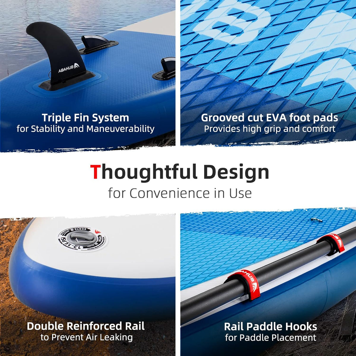 Abahub Planche de Sup Gonflable, 320x78x15cm Ensemble de Planche de Stand Up Paddle, Bleu/Vert/Orange avec Pagaie Aluminium Réglable, Siège Kayak