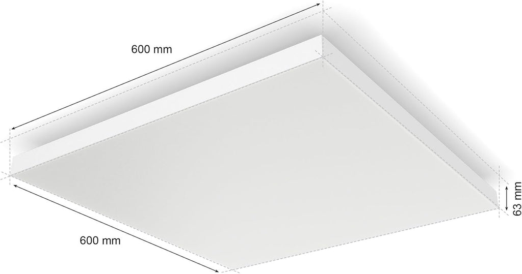 Hue Datura lampe de panneau intelligente carrée 60 x 60 cm , lumière blanche et colorée, compatible Bluetooth, commande vocale avec Alexa, Home et Google Assistant