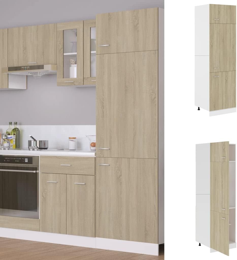 vidaXL Armoire de Réfrigérateur, Meuble de Cuisine avec Étagère, Armoire de Rangement Salle à Manger Intérieur, Chêne Sonoma Bois d'Ingénierie